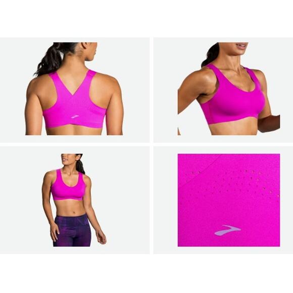 New NWT Brooks Run Bra Dare Crossback Magenta 38DD/E Sports Bra - Picture 2 of 7